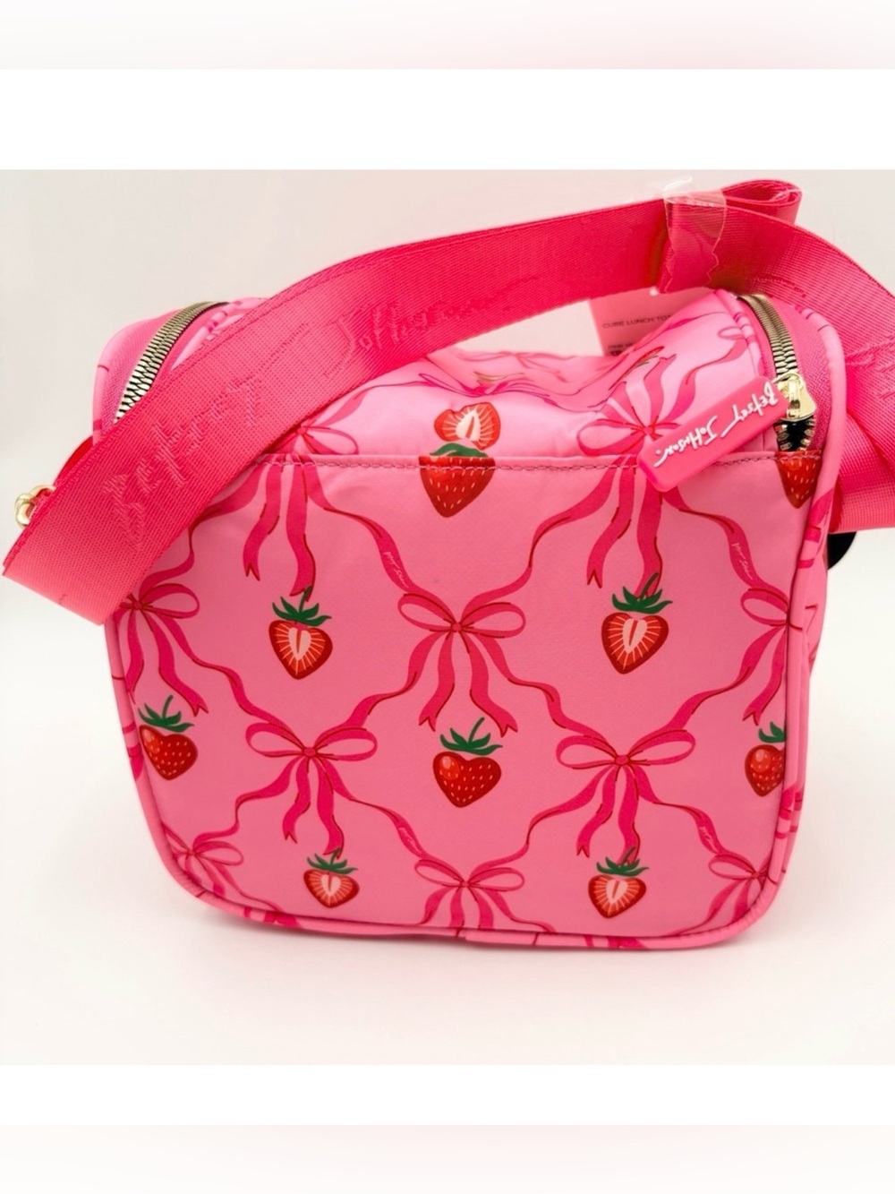 Betsey Johnson Strawberry and Bows cube lunch tote!! - Picture 2 of 5